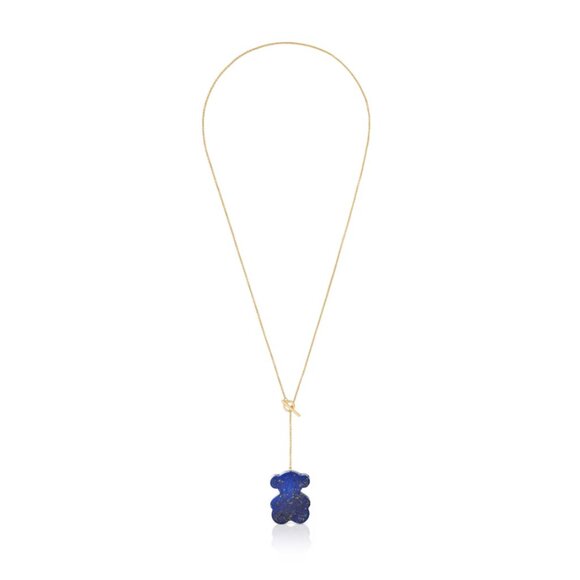 Tous Short Gold Bear Necklace with Lapis Lazuli 1950 - Picture 2 of 4